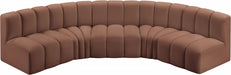 Meridian Furniture - Arc Vegan Leather 5 Piece Sectional in Cognac - 101Cognac-S5A - GreatFurnitureDeal