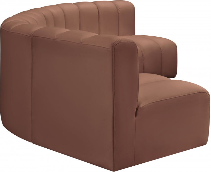 Meridian Furniture - Arc Vegan Leather 5 Piece Sectional in Cognac - 101Cognac-S5A - GreatFurnitureDeal