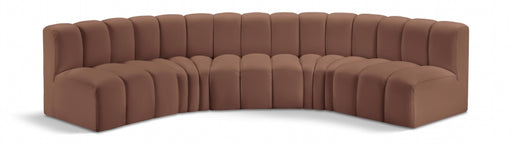 Meridian Furniture - Arc Vegan Leather 5 Piece Sectional in Cognac - 101Cognac-S5A - GreatFurnitureDeal