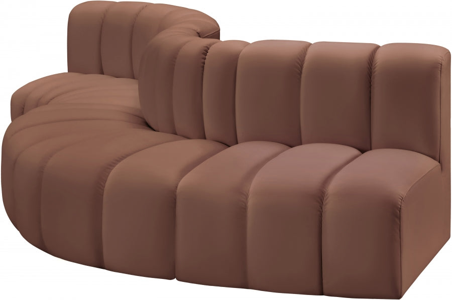 Meridian Furniture - Arc Vegan Leather 5 Piece Sectional in Cognac - 101Cognac-S5B - GreatFurnitureDeal