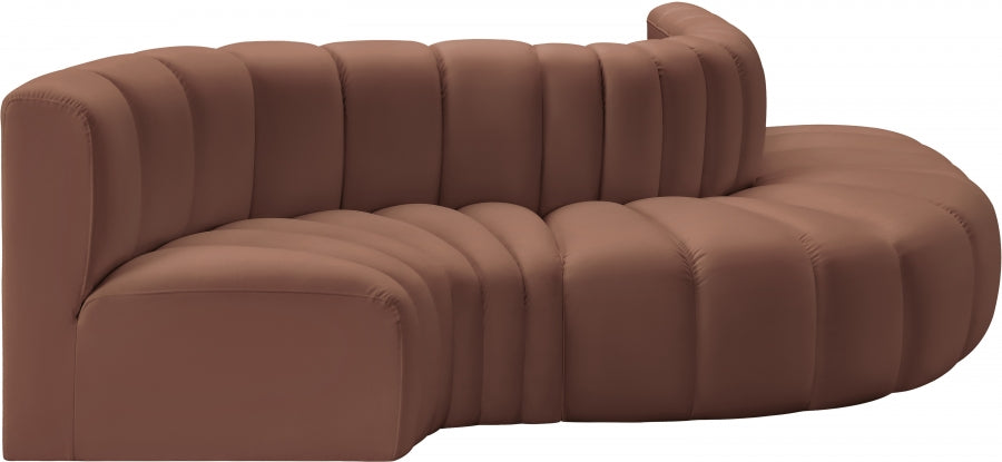 Meridian Furniture - Arc Vegan Leather 5 Piece Sectional in Cognac - 101Cognac-S5B - GreatFurnitureDeal