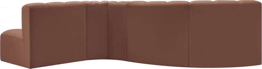 Meridian Furniture - Arc Vegan Leather 5 Piece Sectional in Cognac - 101Cognac-S5B - GreatFurnitureDeal