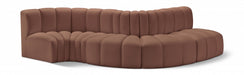 Meridian Furniture - Arc Vegan Leather 5 Piece Sectional in Cognac - 101Cognac-S5B - GreatFurnitureDeal