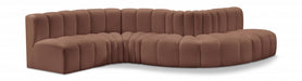 Meridian Furniture - Arc Vegan Leather 6 Piece Sectional in Cognac - 101Cognac-S6A - GreatFurnitureDeal