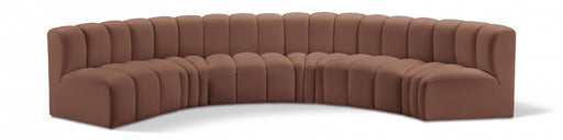 Meridian Furniture - Arc Vegan Leather 6 Piece Sectional in Cognac - 101Cognac-S6B - GreatFurnitureDeal