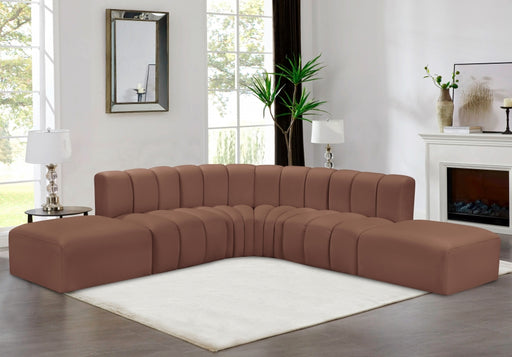 Meridian Furniture - Arc Vegan Leather 6 Piece Sectional in Cognac - 101Cognac-S6C - GreatFurnitureDeal