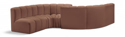 Meridian Furniture - Arc Vegan Leather 6 Piece Sectional in Cognac - 101Cognac-S6D - GreatFurnitureDeal