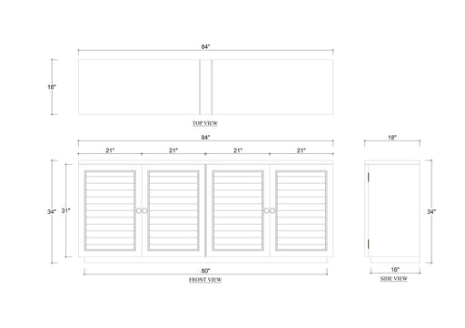 Bramble - Oxford Shutter 4 Door Sideboard In Ocean Blue - 28115OCB----- - GreatFurnitureDeal