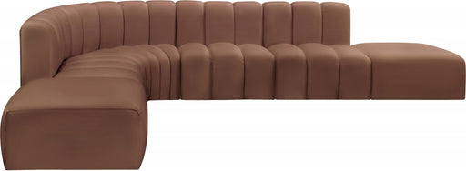 Meridian Furniture - Arc Vegan Leather 7 Piece Sectional in Cognac - 101Cognac-S7A - GreatFurnitureDeal