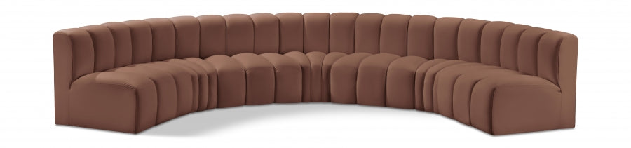 Meridian Furniture - Arc Vegan Leather 7 Piece Sectional in Cognac - 101Cognac-S7B - GreatFurnitureDeal