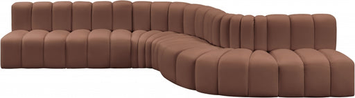 Meridian Furniture - Arc Vegan Leather 7 Piece Sectional in Cognac - 101Cognac-S7C - GreatFurnitureDeal