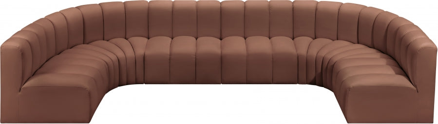 Meridian Furniture - Arc Vegan Leather 8 Piece Sectional in Cognac - 101Cognac-S8A - GreatFurnitureDeal