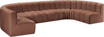 Meridian Furniture - Arc Vegan Leather 8 Piece Sectional in Cognac - 101Cognac-S8A - GreatFurnitureDeal