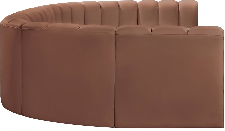 Meridian Furniture - Arc Vegan Leather 8 Piece Sectional in Cognac - 101Cognac-S8A - GreatFurnitureDeal