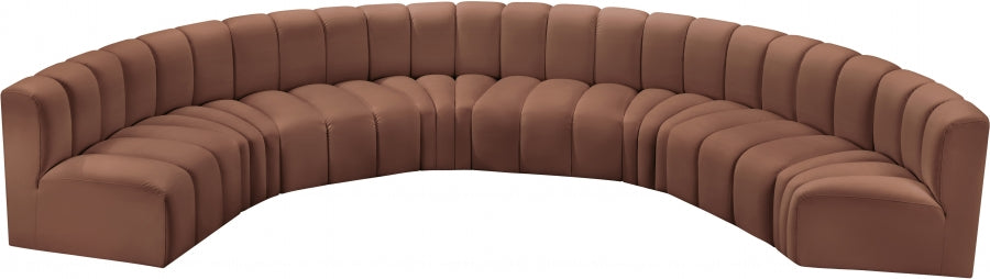 Meridian Furniture - Arc Vegan Leather 8 Piece Sectional in Cognac - 101Cognac-S8B - GreatFurnitureDeal