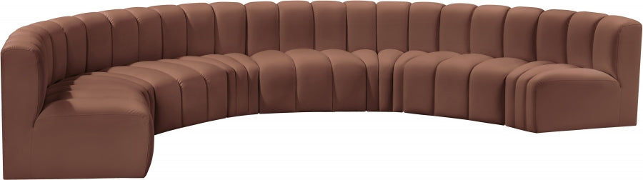 Meridian Furniture - Arc Vegan Leather 8 Piece Sectional in Cognac - 101Cognac-S8B - GreatFurnitureDeal