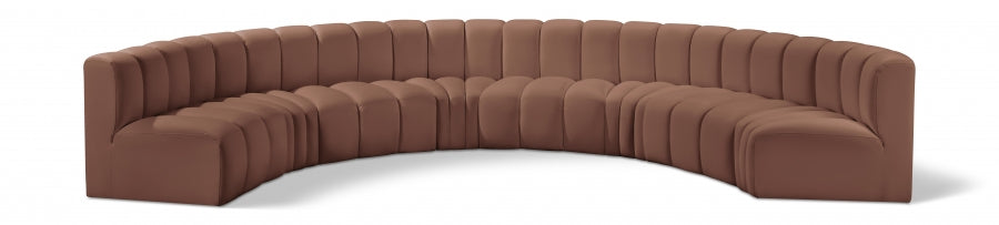 Meridian Furniture - Arc Vegan Leather 8 Piece Sectional in Cognac - 101Cognac-S8B - GreatFurnitureDeal