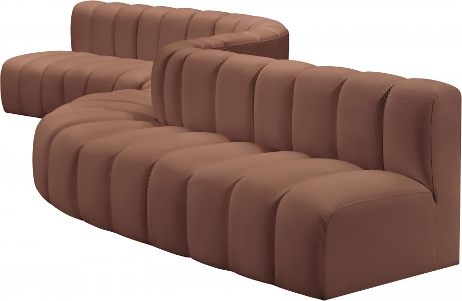 Meridian Furniture - Arc Vegan Leather 8 Piece Sectional in Cognac - 101Cognac-S8C - GreatFurnitureDeal