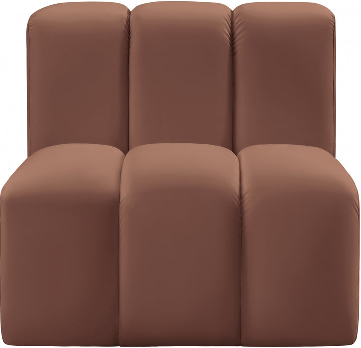 Meridian Furniture - Arc Vegan Leather Modular Chair in Cognac - 101Cognac-ST - GreatFurnitureDeal