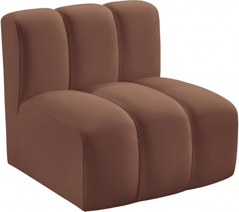 Meridian Furniture - Arc Vegan Leather Modular Chair in Cognac - 101Cognac-ST - GreatFurnitureDeal