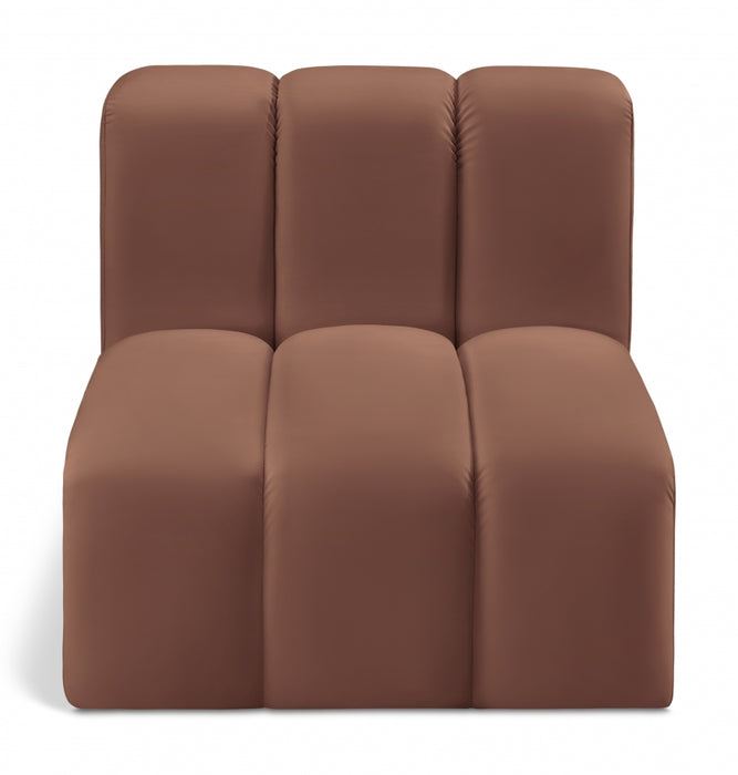 Meridian Furniture - Arc Vegan Leather Modular Chair in Cognac - 101Cognac-ST - GreatFurnitureDeal