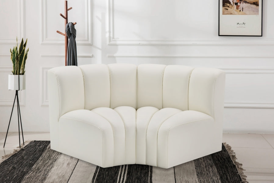 Meridian Furniture - Arc Vegan Leather Modular Sofa in Cream - 101Cream-S2B - GreatFurnitureDeal