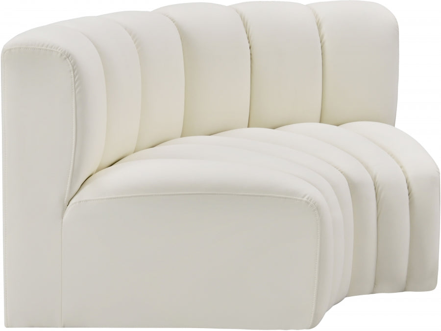 Meridian Furniture - Arc Vegan Leather Modular Sofa in Cream - 101Cream-S2B - GreatFurnitureDeal