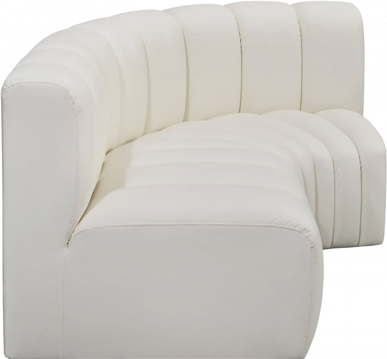 Meridian Furniture - Arc Vegan Leather 3 Piece Sectional in Cream - 101Cream-S3A - GreatFurnitureDeal