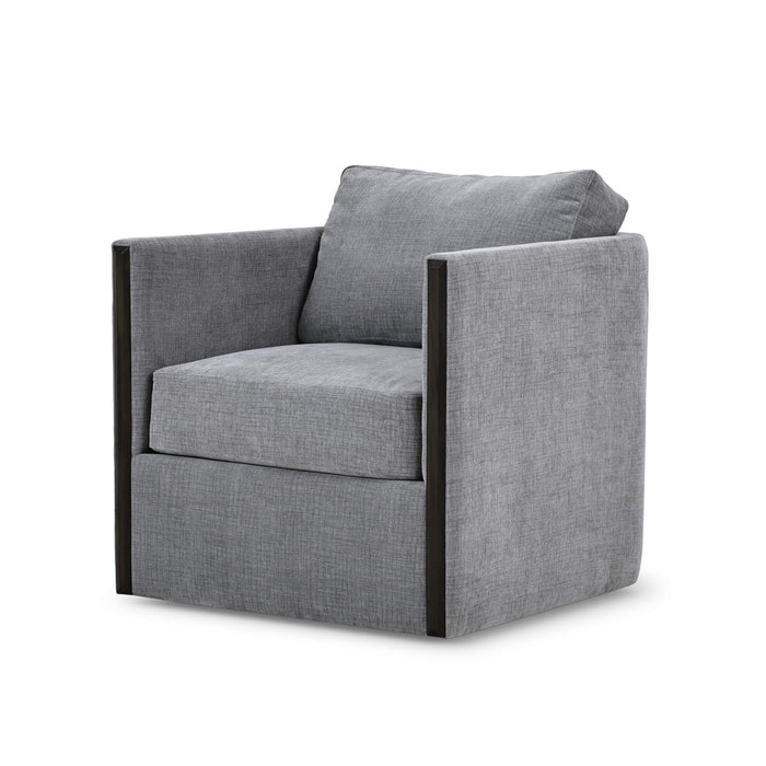 Bramble - Normandy Swivel Chair in Walnut w/ Thames Gray Ashen Performance Fabric - 28131WLTSF245---- - GreatFurnitureDeal