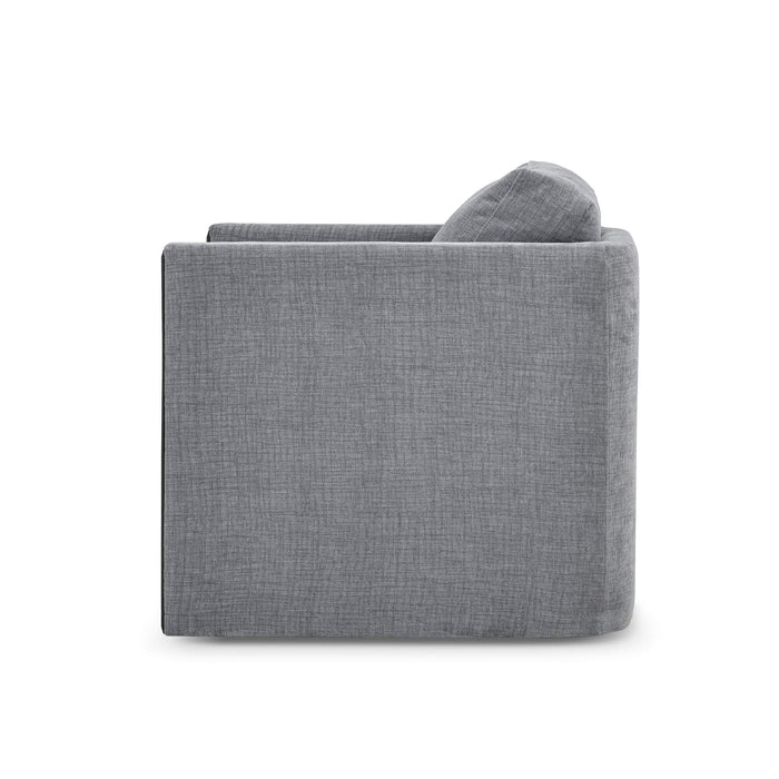 Bramble - Normandy Swivel Chair in Walnut w/ Thames Gray Ashen Performance Fabric - 28131WLTSF245---- - GreatFurnitureDeal