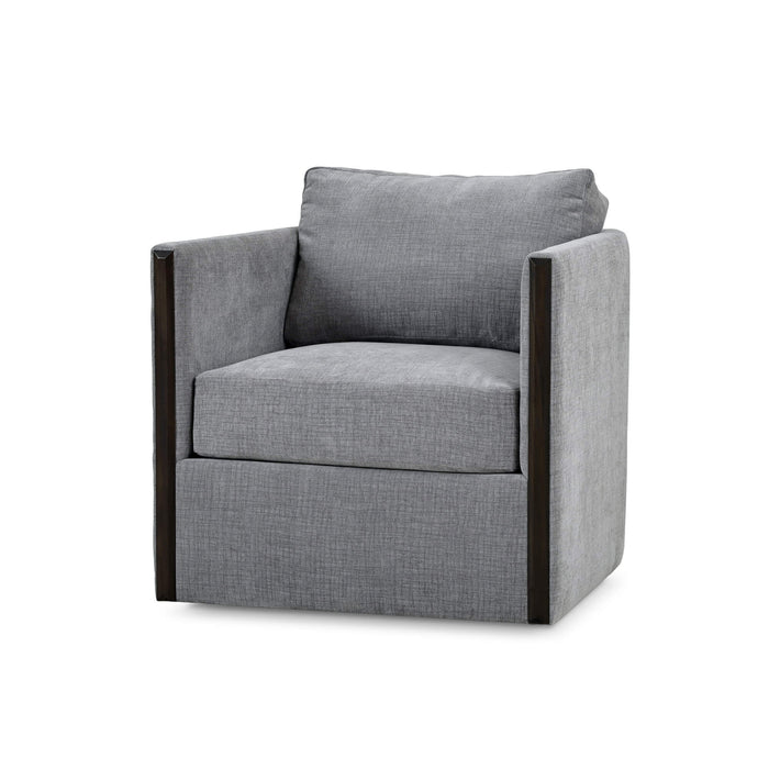 Bramble - Normandy Swivel Chair in Walnut w/ Thames Gray Ashen Performance Fabric - 28131WLTSF245---- - GreatFurnitureDeal