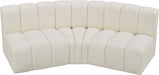 Meridian Furniture - Arc Vegan Leather 3 Piece Sectional in Cream - 101Cream-S3B - GreatFurnitureDeal