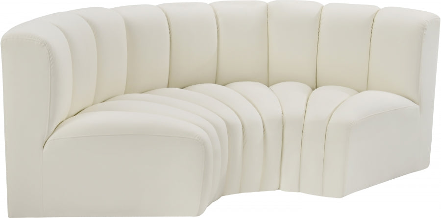 Meridian Furniture - Arc Vegan Leather 3 Piece Sectional in Cream - 101Cream-S3C - GreatFurnitureDeal