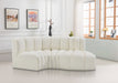 Meridian Furniture - Arc Vegan Leather 3 Piece Sectional in Cream - 101Cream-S3D - GreatFurnitureDeal