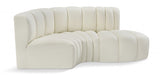 Meridian Furniture - Arc Vegan Leather 3 Piece Sectional in Cream - 101Cream-S3D - GreatFurnitureDeal