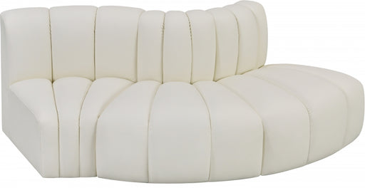 Meridian Furniture - Arc Vegan Leather 3 Piece Sectional in Cream - 101Cream-S3E - GreatFurnitureDeal