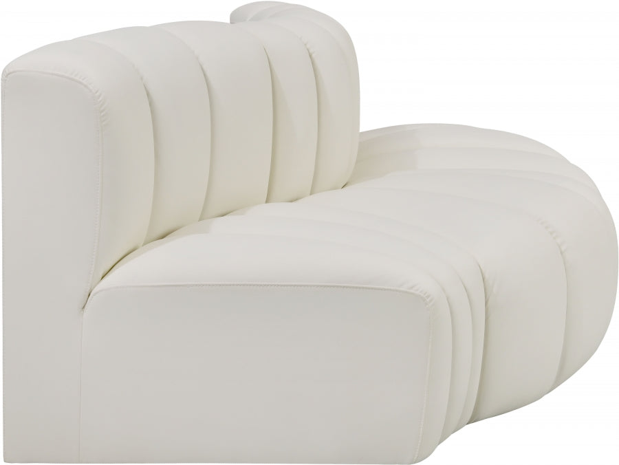 Meridian Furniture - Arc Vegan Leather 3 Piece Sectional in Cream - 101Cream-S3E - GreatFurnitureDeal