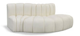 Meridian Furniture - Arc Vegan Leather 3 Piece Sectional in Cream - 101Cream-S3E - GreatFurnitureDeal