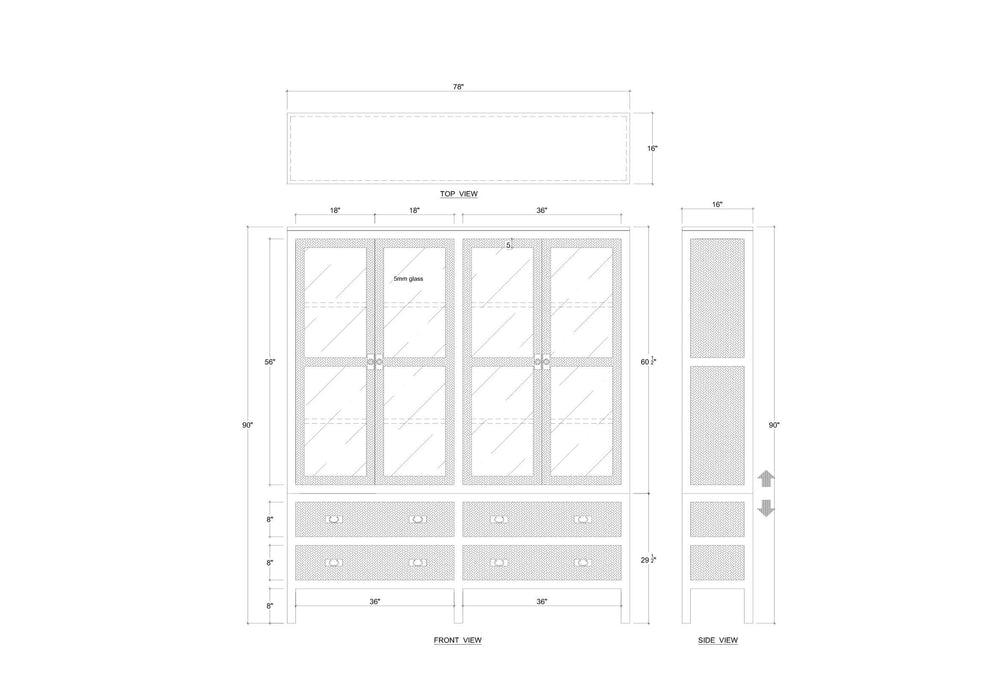 Bramble - Kagu 4 Door Tall Cabinet w/ Premium Rattan - BR-28136 - GreatFurnitureDeal