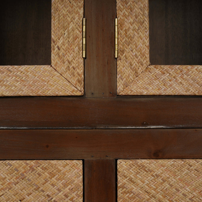 Bramble - Kagu 4 Door Tall Cabinet w/ Premium Rattan - BR-28136 - GreatFurnitureDeal