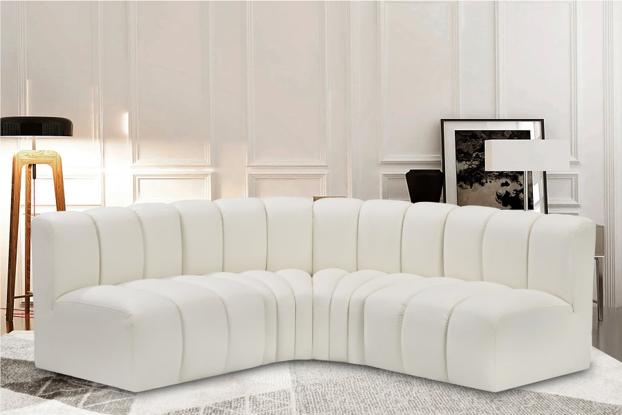 Meridian Furniture - Arc Vegan Leather 4 Piece Sectional in Cream - 101Cream-S4B - GreatFurnitureDeal