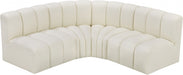 Meridian Furniture - Arc Vegan Leather 4 Piece Sectional in Cream - 101Cream-S4B - GreatFurnitureDeal