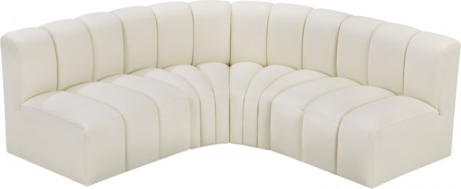 Meridian Furniture - Arc Vegan Leather 4 Piece Sectional in Cream - 101Cream-S4B - GreatFurnitureDeal