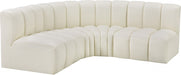 Meridian Furniture - Arc Vegan Leather 4 Piece Sectional in Cream - 101Cream-S4B - GreatFurnitureDeal