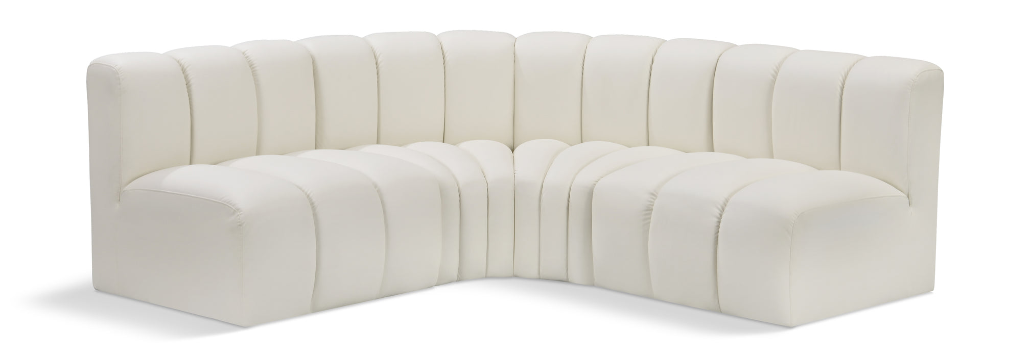 Meridian Furniture - Arc Vegan Leather 4 Piece Sectional in Cream - 101Cream-S4B - GreatFurnitureDeal