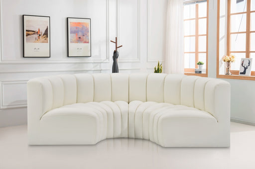 Meridian Furniture - Arc Vegan Leather 4 Piece Sectional in Cream - 101Cream-S4C - GreatFurnitureDeal