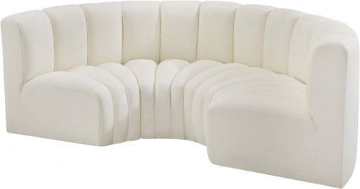 Meridian Furniture - Arc Vegan Leather 4 Piece Sectional in Cream - 101Cream-S4C - GreatFurnitureDeal