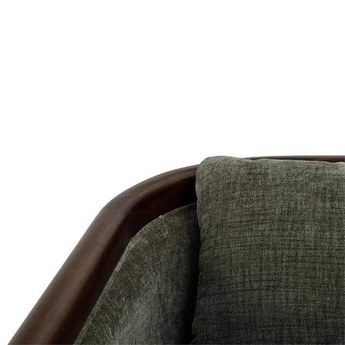 Bramble - Aden Swivel Chair w/ Mahogany Frame in Matt Teak Brown w/ Thames Moss Green Performance Fabric - 28139MTBSF244----