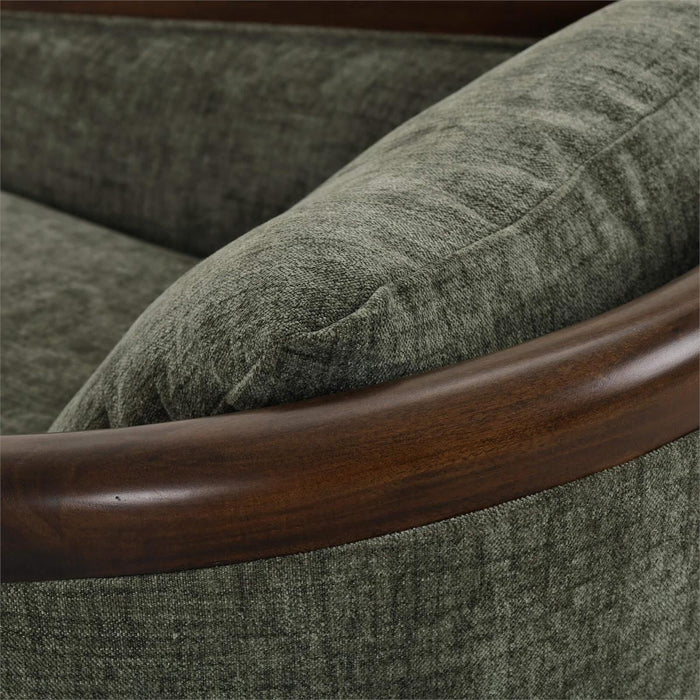 Bramble - Aden Swivel Chair w/ Mahogany Frame in Matt Teak Brown w/ Thames Moss Green Performance Fabric - 28139MTBSF244----