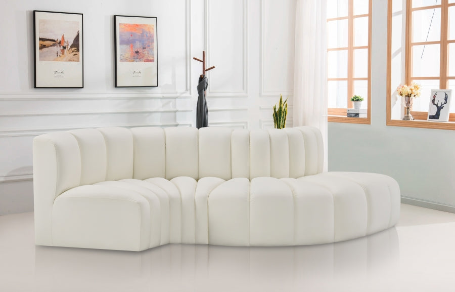 Meridian Furniture - Arc Vegan Leather 4 Piece Sectional in Cream - 101Cream-S4D - GreatFurnitureDeal